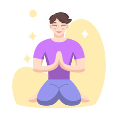 Isolated man meditating Healthy Lifestyle