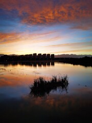 Fototapeta premium sunset over the river