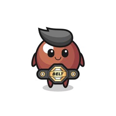Obraz premium the MMA fighter chocolate ball mascot with a belt