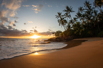 Sunset on a beach in Maui