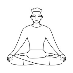 Isolated outline of man meditating Healthy Lifestyle