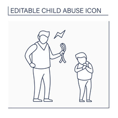 Physical abuse line icon. Physical harm, injury. Aggressive punishment to discipline. Serious emotional harm. Child abuse concept. Isolated vector illustration. Editable stroke