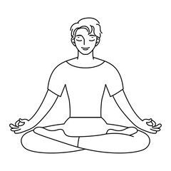 Isolated outline of man meditating Healthy Lifestyle