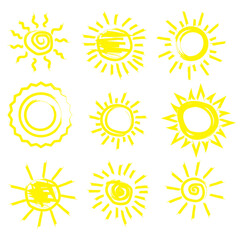 Summer illustration. Sun icon set. Vector illustration. EPS 10.