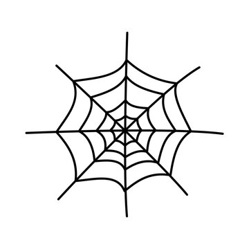 Spider web silhouette hanging for Halloween banner decorations. isolated on the background