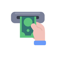 Hand holding cash. The concept of withdrawing cash from a cash machine with a credit card.