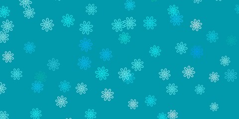 Light BLUE vector doodle texture with flowers.