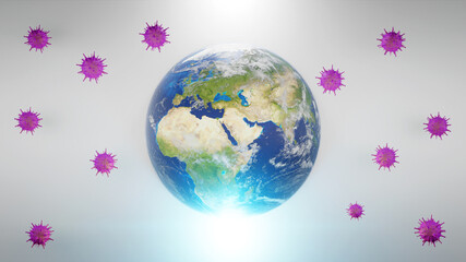 Corona virus crisis around the world. 3d illustration