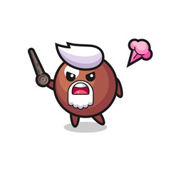 cute chocolate ball grandpa is getting angry