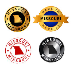 Missouri badges gold stamp rubber band circle with map shape of country states America