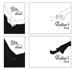 Father's Day cards. Father and child holding hands. Vector graphic of child and parent holding hands.
