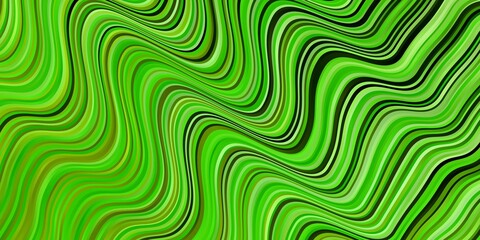 Light Green vector pattern with curved lines.