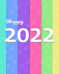Happy 2022 bright colured background/ cat pattern