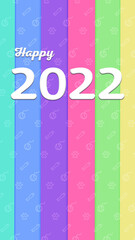 Happy 2022 bright colured background/ cat pattern/ for cell phone