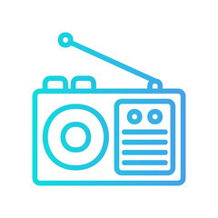 Radio icon vector illustration in gradient style about multimedia for any projects