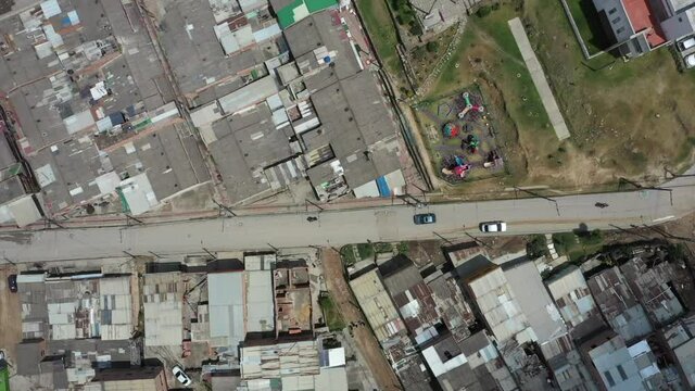 Zenith aerial view Soacha Colombia - Poverty hills II