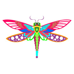 Isolated mexican dragonfly alebrije character