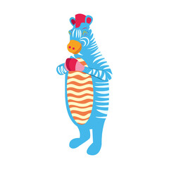 Isolated mexican zebra alebrije character
