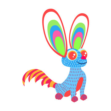 Isolated mexican fox alebrije character