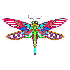 Isolated mexican dragonfly alebrije character