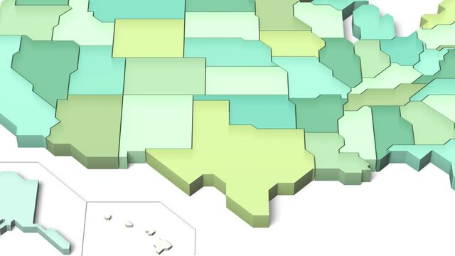 アメリカ合衆国地図の3Dアニメーション