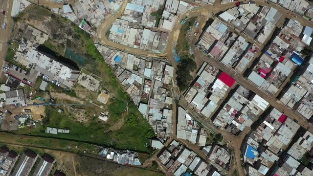 Zenith aerial view Soacha Colombia - Poverty hills