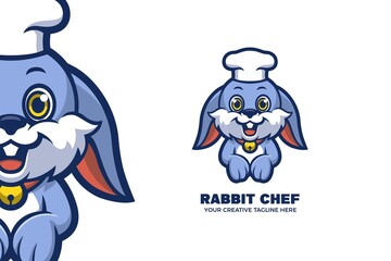 Cute Rabbit Chef Mascot Logo Template