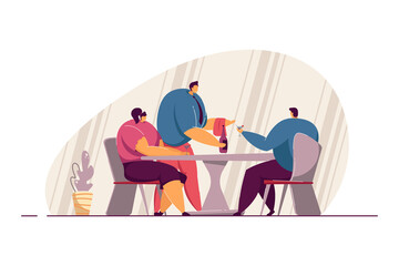 Fototapeta premium Waiter serving couple at restaurant. Male character bringing bottle of alcohol to man and woman flat vector illustration. Romance, dating, love concept for banner, website design or landing web page