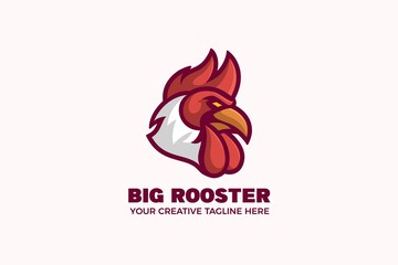Rooster Head Mascot Logo Character Template