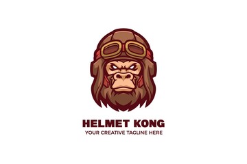 Kong Wear Airplane Helmet Mascot Logo Template