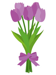 紫色のチューリップの花束