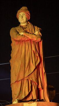 Statue of Indian Hindu monk Swami Vivekananda,Vivekananda was inclined towards spirituality. Sttue in Haridwar, Uttarakhand India. High quality photo