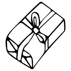 Gift box hand drawn vector for postcards, greeting cards