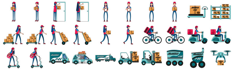 Group of different delivery related icons