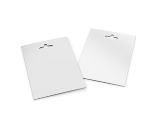 Blank mobile sim card hang tab packaging template, 3d render illustration.