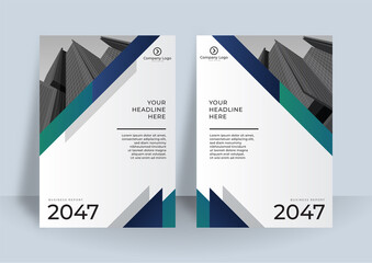 Business vector set with blue and green color. Brochure template layout, cover design. Creative colorful minimalistic covers, templates, posters, placards, brochures, banners, flyers and etc.