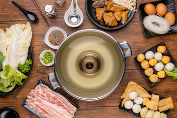 Chinese Hot pot, also known as soup-food or steamboat, is a cooking method that originates from China, prepared with a simmering pot of soup stock at the dining table