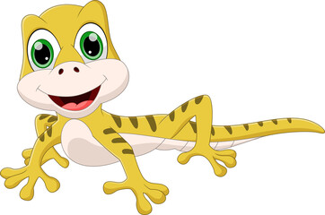 cute and smiling lizard cartoon