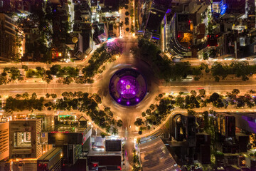 Aerial Top view of Independence Angel in Reforma Avenue Mexico City