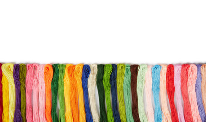 colorful threads isolated on white background