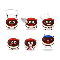 Mascot design style of chocolate dorayaki character as an attractive supporter