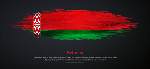 Happy independence day of Belarus with watercolor grunge brush flag background