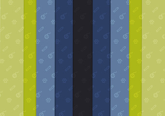 Striped background blue & green/ cat pattern