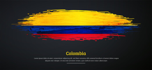 Happy independence day of Colombia with watercolor grunge brush flag background