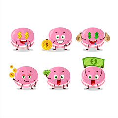 Strawberry dorayaki cartoon character with cute emoticon bring money