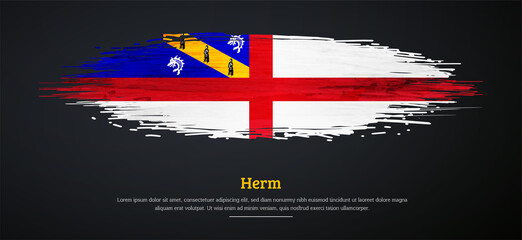 Happy liberation day of Herm with watercolor grunge brush flag background