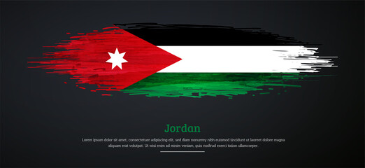 Happy independence day of Jordan with watercolor grunge brush flag background
