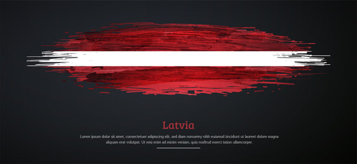 Happy independence day of Latvia with watercolor grunge brush flag background