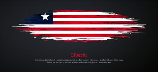 Happy independence day of Liberia with watercolor grunge brush flag background