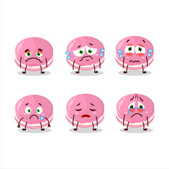 Strawberry dorayaki cartoon character with sad expression